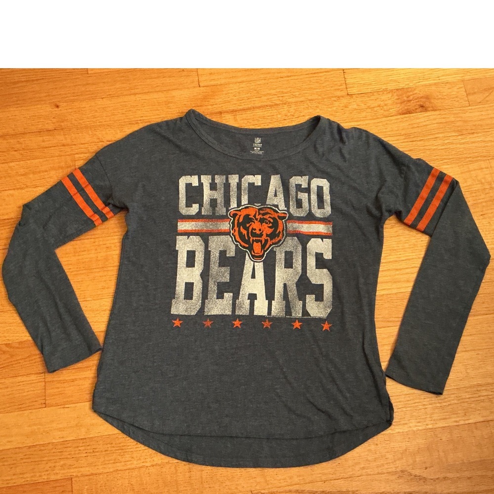 NFL Team Apparel Chicago Bears Shirt Womens Medium Gray Excellent Graphic Tee